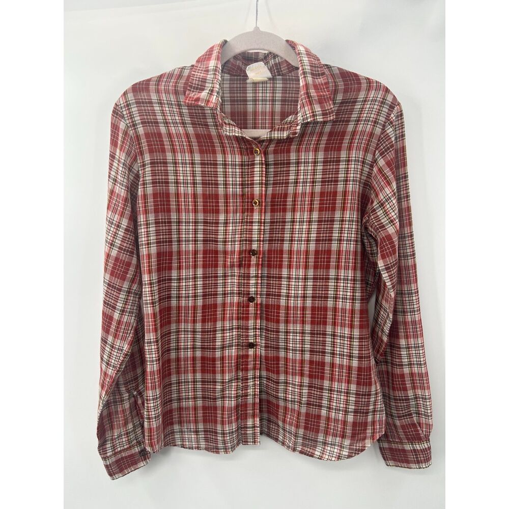 VTG 70s Wrangler Misses 12 Plaid Rodeo Western Shirt Made USA Button Down